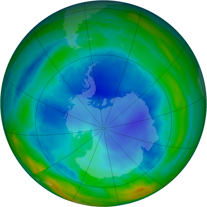 Antarctic ozone map for 27 July 2000